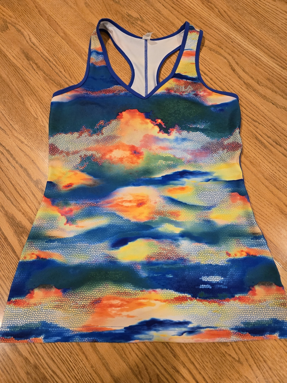 FILA Sport Athletic Tank V-Neck Abstract Stretch Multicolor Women's L